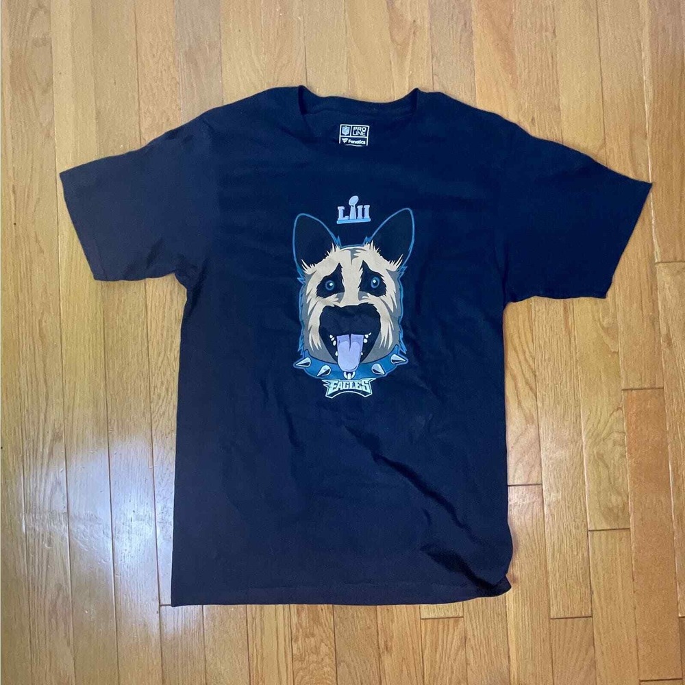 Philadelphia Eagles Reggie Shirt Men's S. Black Dog Head Super Bowl LII Tee‎
